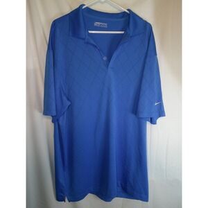 Nike Golf Dri-FIT Polo Shirt Diamond Pattern Athletic Blue‎ XXL